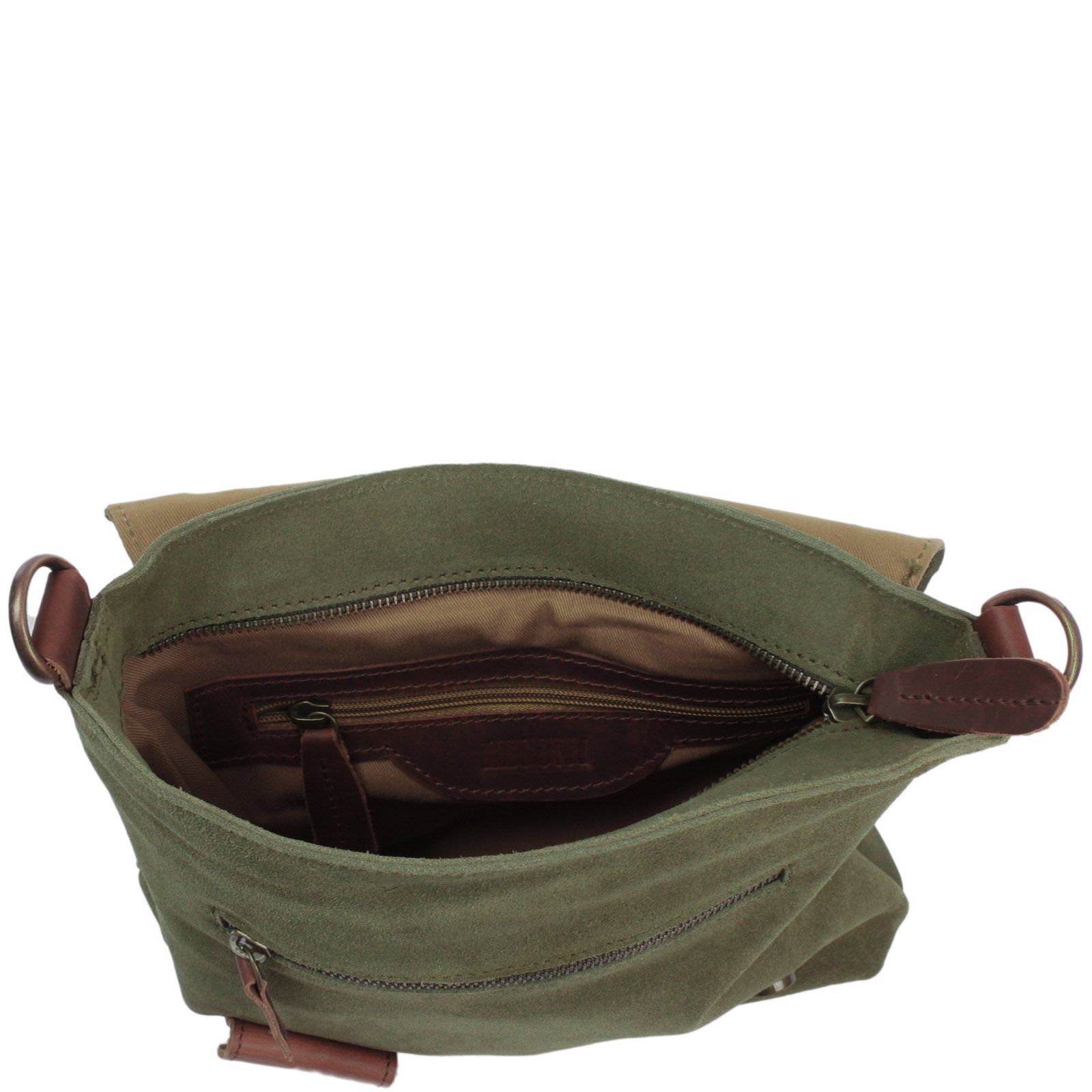 LECONI Umhängetasche Handtasche Ledertasche Damen Schultertasche Echt Wild-Leder LE3027, Überschlag & Reißverschluss – viele Fächer & Farben – 29 × 29 × 6 cm – Bild 5 von 5