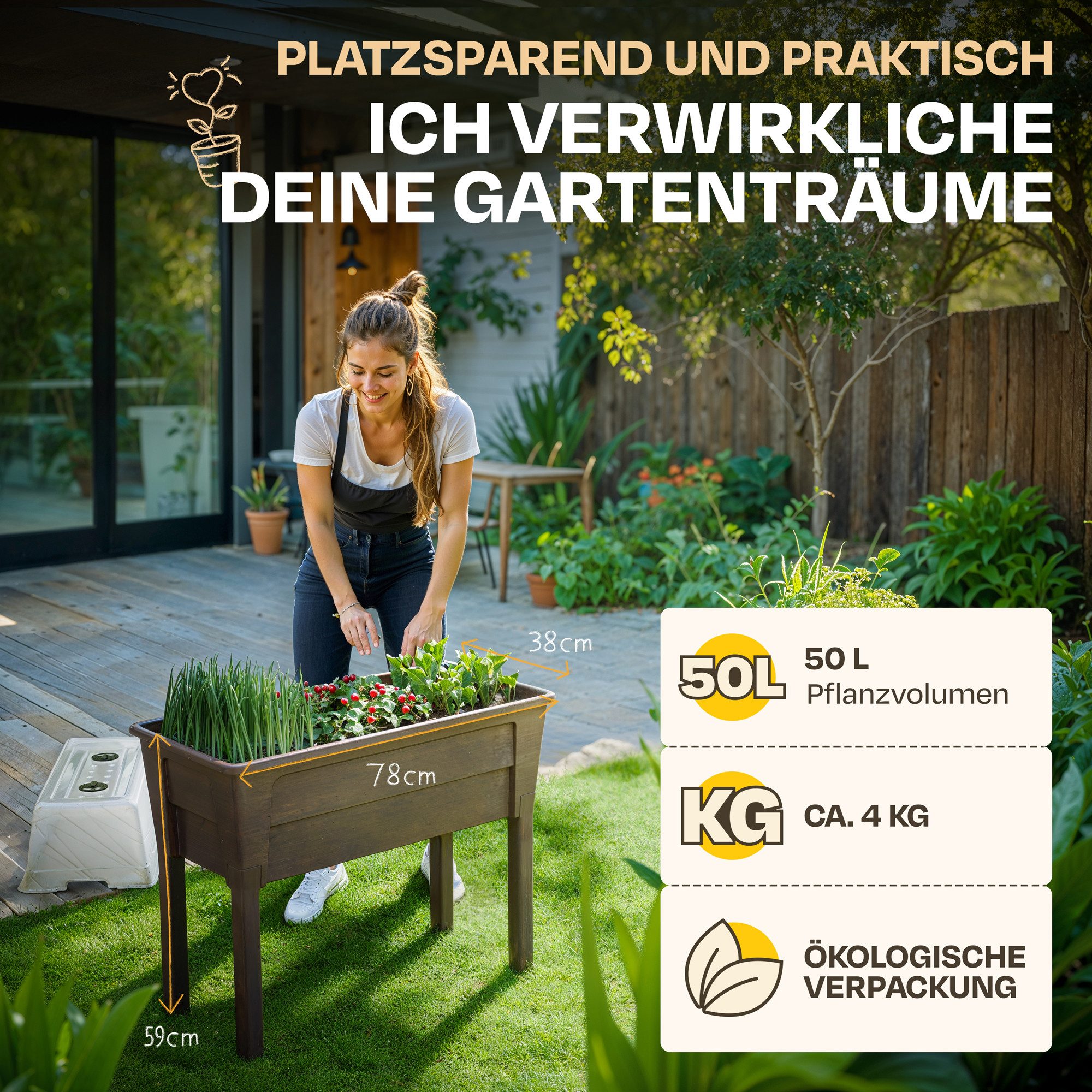 ONDIS24 Hochbeet Blumenkübel Frühbeet Gewächshaus Victoria – Bild 2 von 5