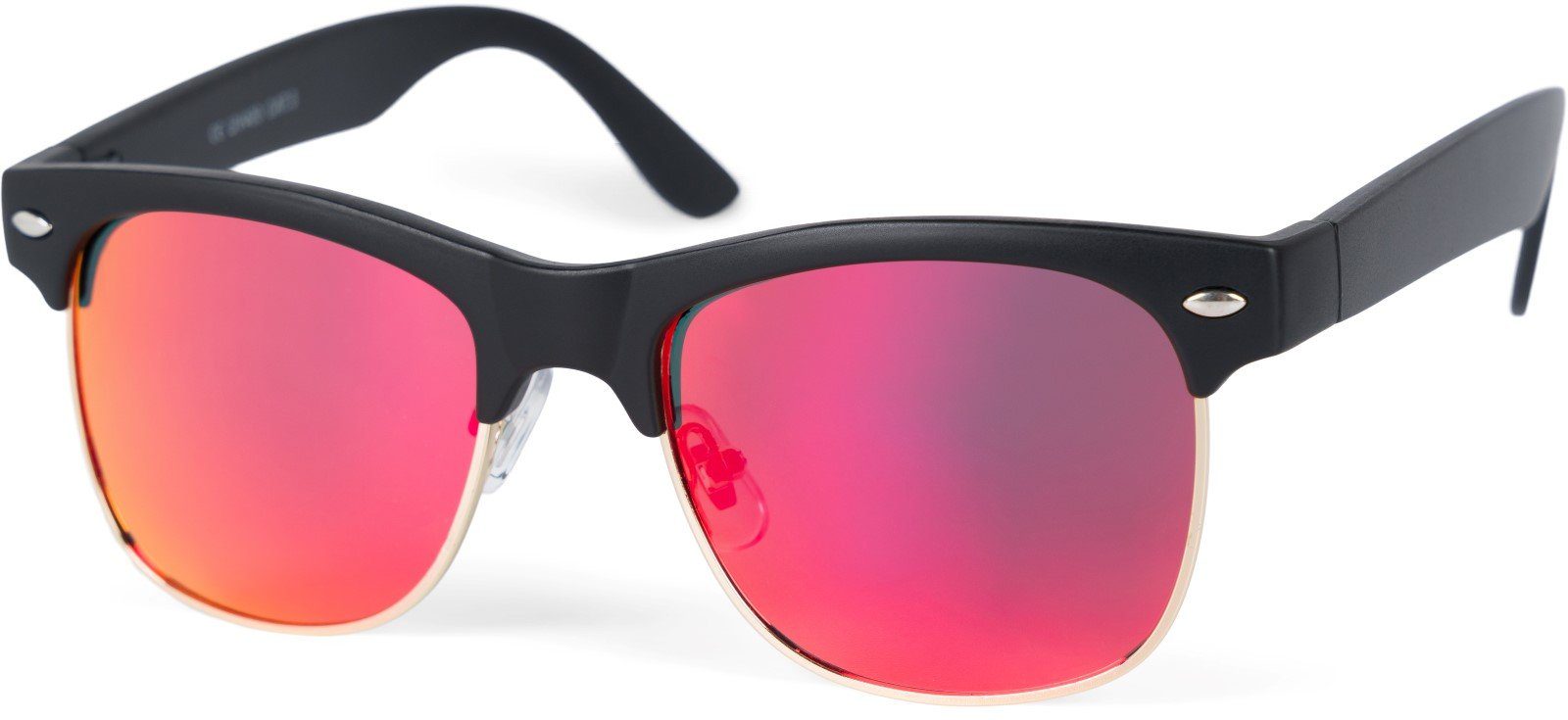 styleBREAKER Wayfarer Orange-Rot Gestell Verspiegelt verspiegelt (1-St) Schwarz-Gold Glas 