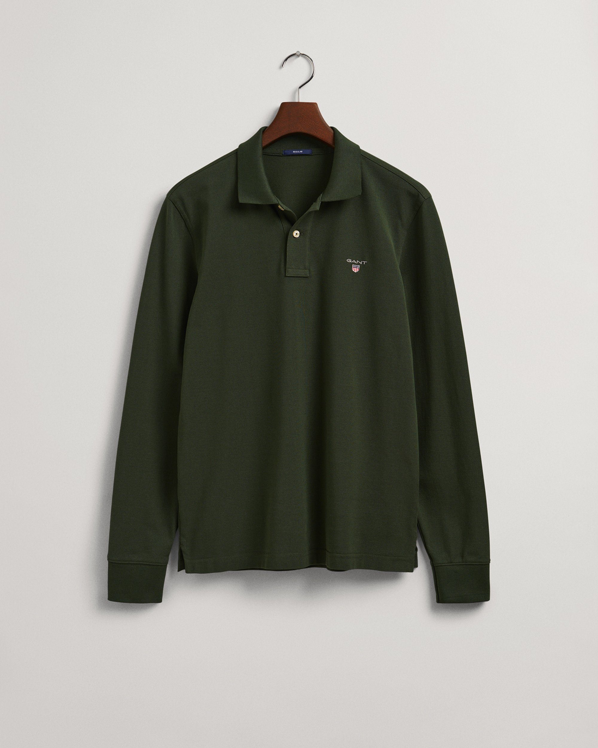 Gant Longshirt Original Piqué Langarm-Poloshirt storm green