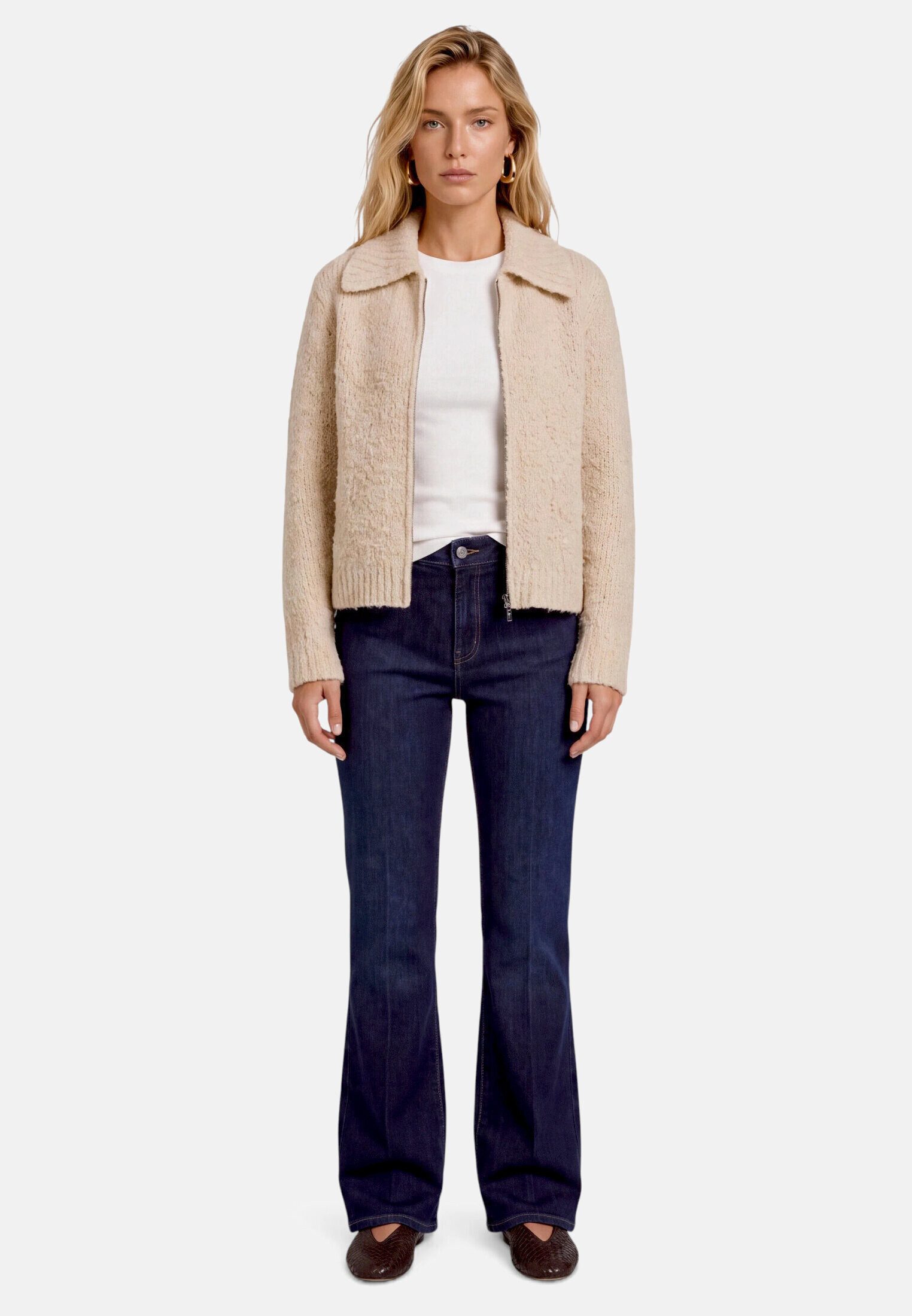 Zero Strickjacke Damen mit Reißverschluss (1-tlg) Material