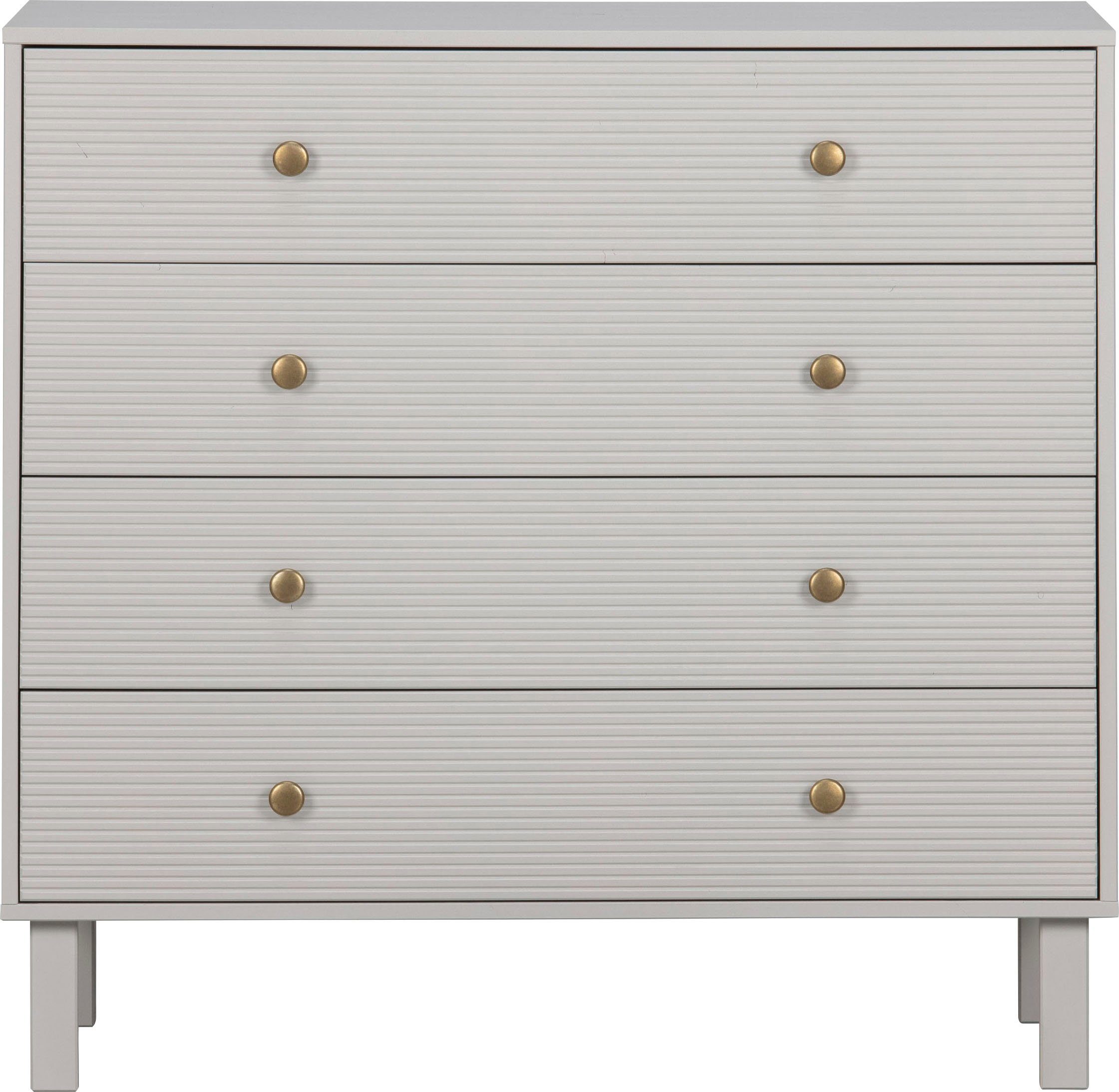 WOOOD Sideboard Madu Kiefernholz mit Metallknöpfen H 91 x B 94 x T 52 cm, Tragkraft 10 kg pro Schublade, Schutzlackierte Kiefernholzoberfläche