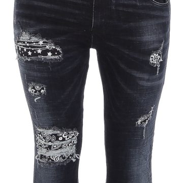 Ital-Design Stretch-Jeans Herren Freizeit Destroyed-Look Stretch Jeans in Schwarz