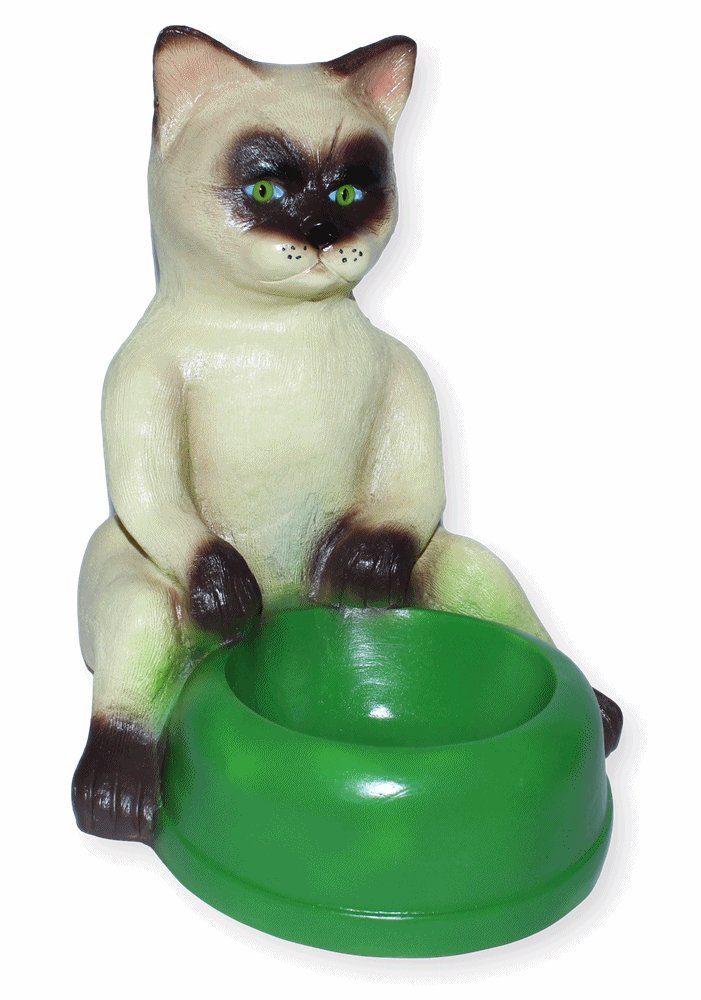 Rakso H Schneider Deko GmbH grünem 29 Oskar Fressnapf Tierfigur Trinknapf Katze Siamkatze cm mit