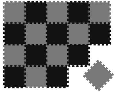 LittleTom Puzzlematte 18 Teile Baby Kinder Puzzlematte ab Null - 30x30cm, schwarz graue Kindermatte