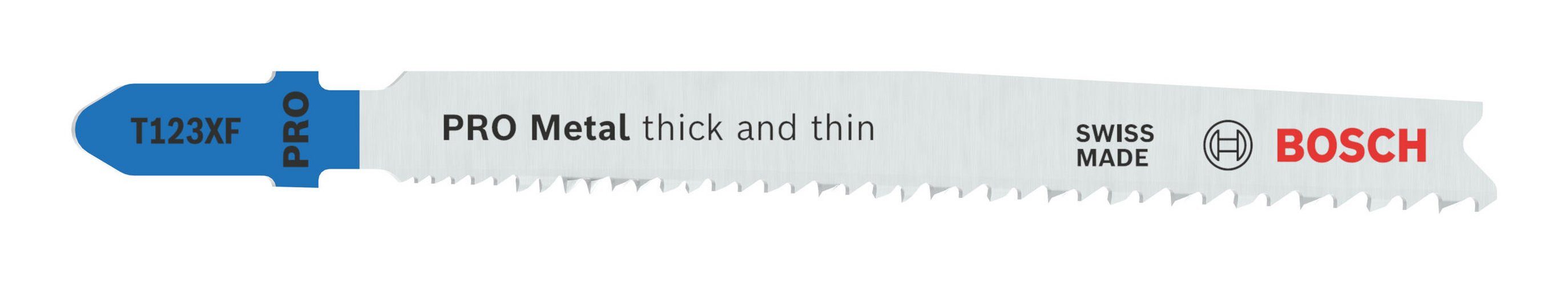 BOSCH Stichsägeblatt Pro Metal (25 Stück), Thick and thin T123XF, 100 mm - 25er-Pack