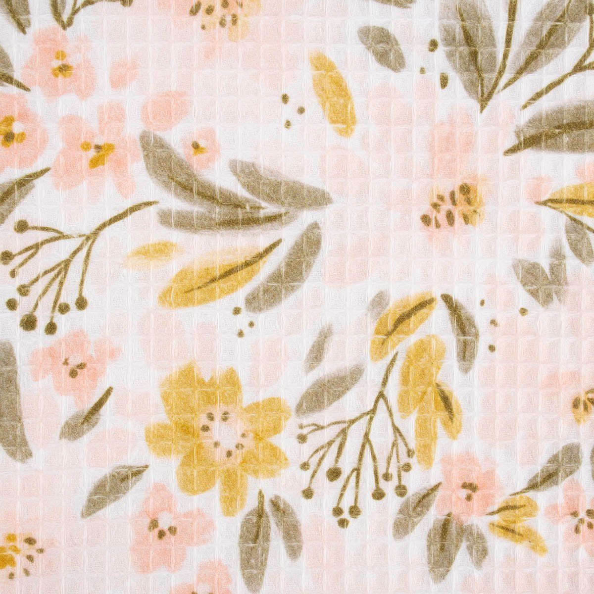 SCHÖNER LEBEN. Stoff Bekleidungsstoff Meterware Waffelpique Digitaldruck Blumen rosa 145cm, allergikergeeignet,atmungsaktiv