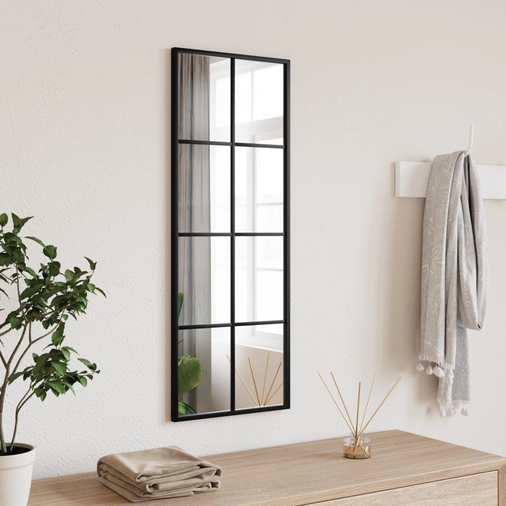 furnicato Wandspiegel 30 x 80 cm mit schwarzem pulverbeschichtetem Rahmen (1-St), Sicherheitsfolie für Ganzkörperspiegel, vertikal oder horizontal