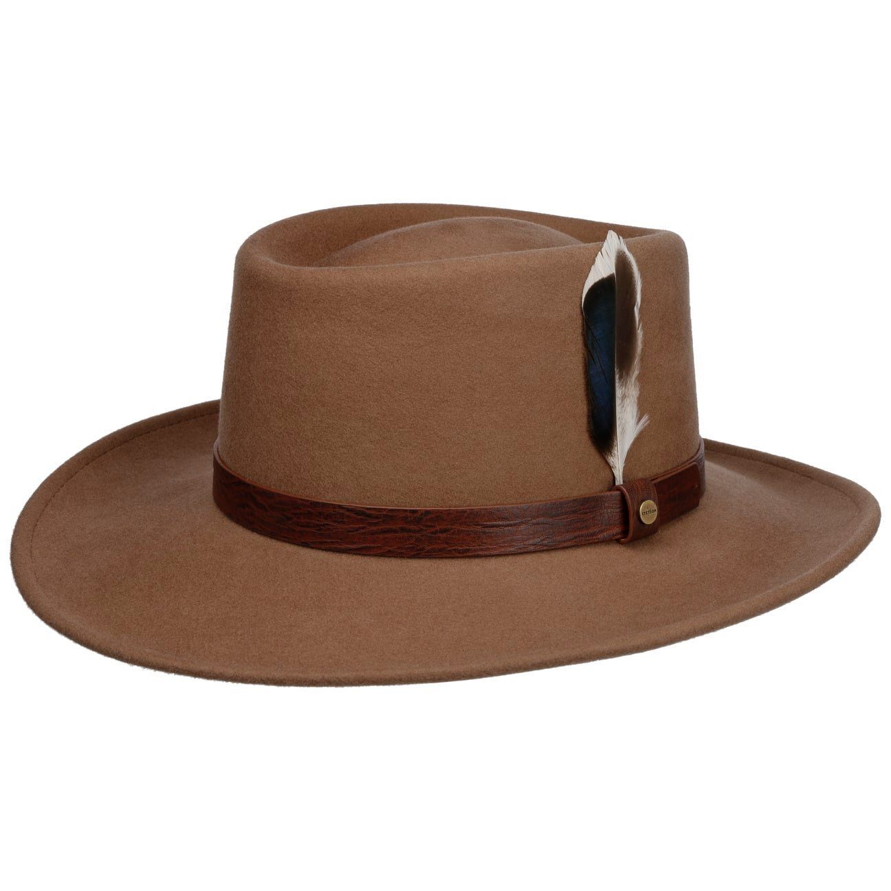 mit (1-St) Stetson Filzhut Wollfilzhut Lederband beige