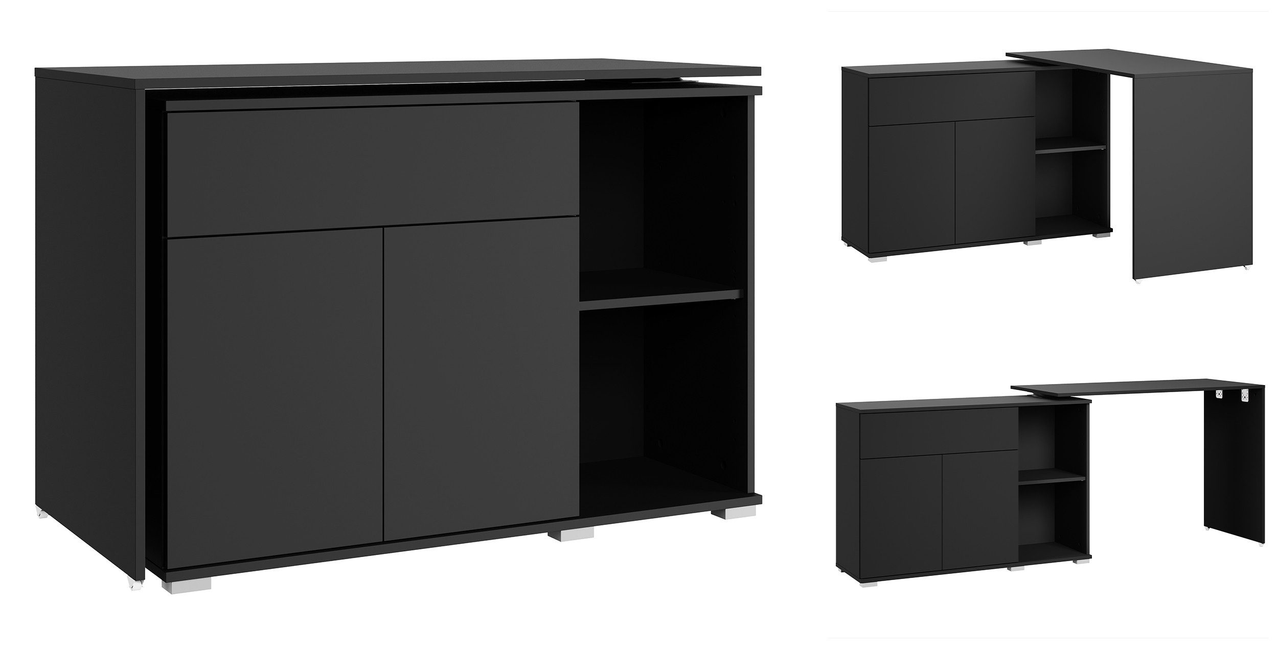 OTTO home Schreibtisch Kenia mit drehbarer Tischplatte 90°/180°, B/H/T: 109,5/75/50 cm (1-St), modernes Sideboard mit Schublade & …