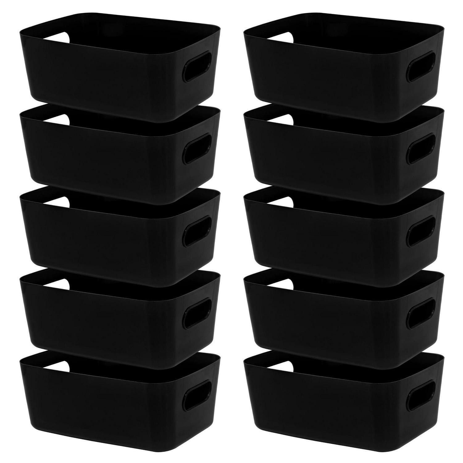 LuxusKollektion Aufbewahrungskorb Aufbewahrungsbox Kunststoff 30cm Schwarz 10er Set