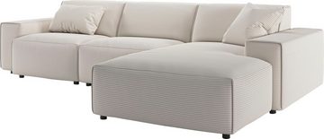 andas Ecksofa Glimminge auch in Breitcord, Feincord, Bouclé + Easy care-Bezug, L-Form, Breite 294, Zierkissen