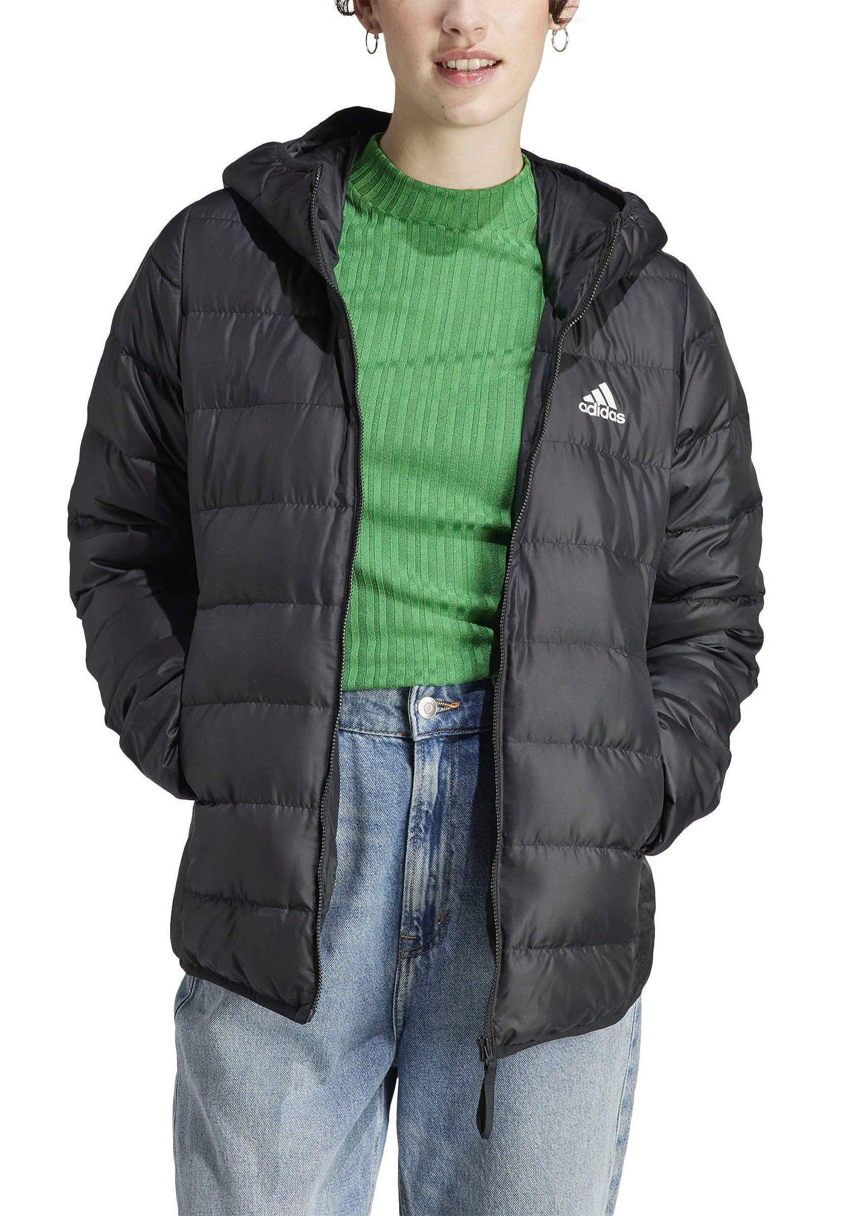 adidas Sportswear Outdoorjacke W ESS L D HO J In die Seitennaht eingearbeitete Taschen mit verdeckten Druckknopfen