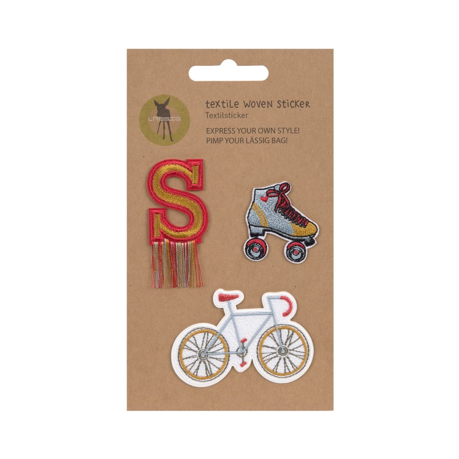 LÄSSIG Schulrucksack Lässig Textil-Sticker (3 Stk) - Schul Set Unique, Stick on Bike