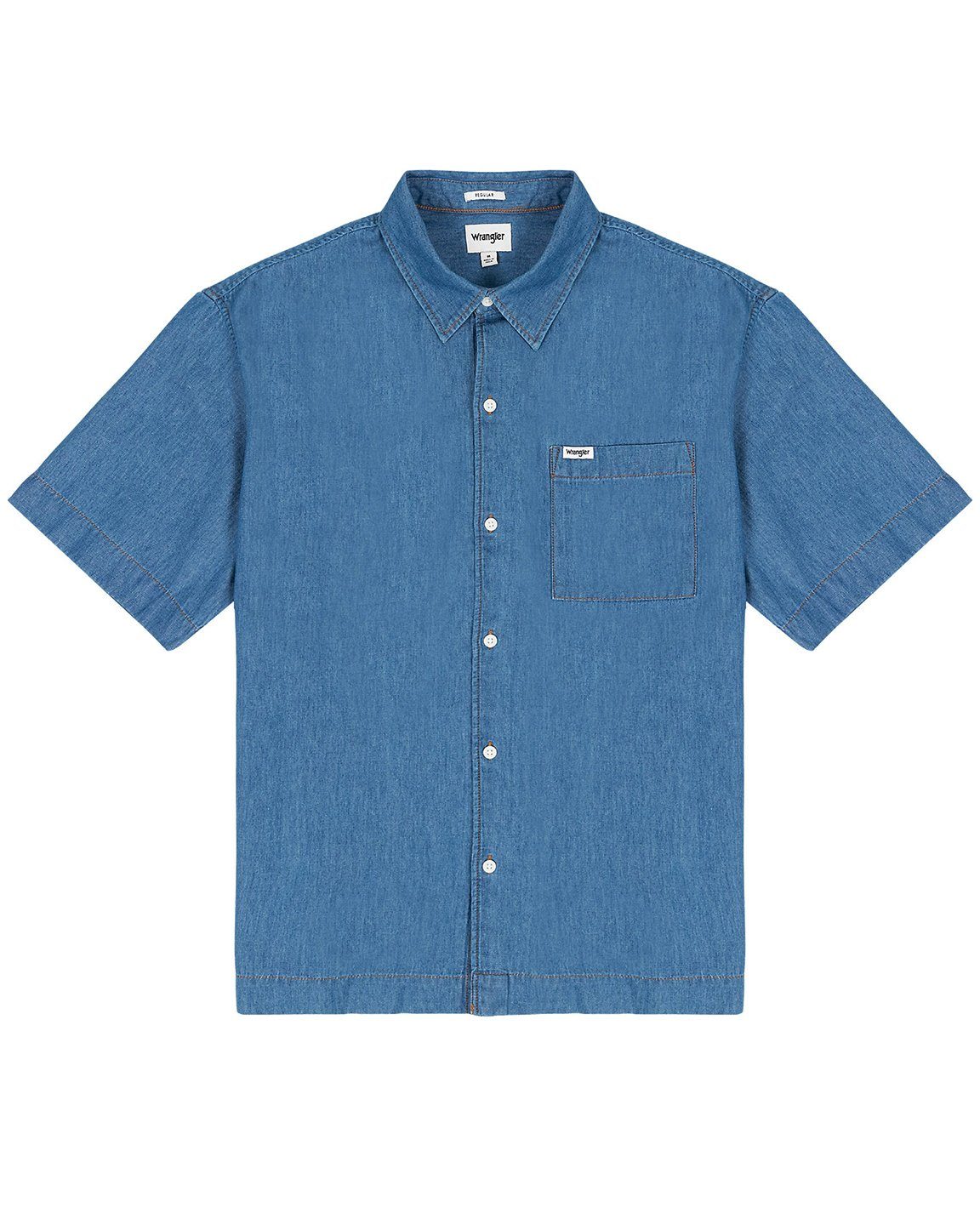 Wrangler Jeanshemd Regular Fit Kurzarm - 1 PKT SHIRT Mid Indigo