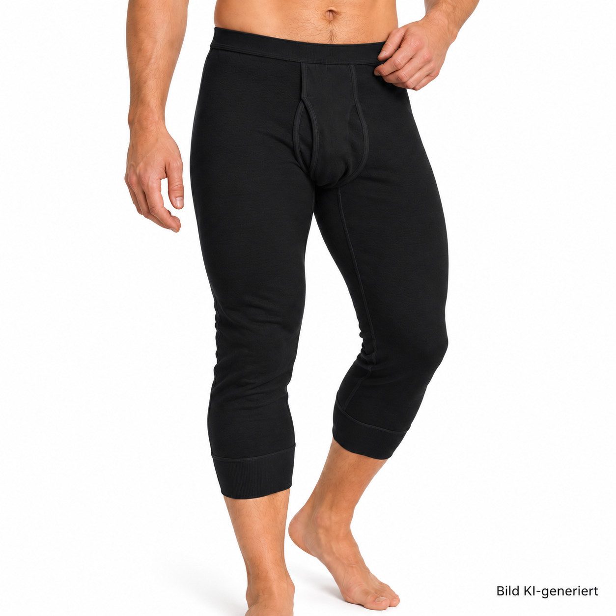 HERMKO Lange Unterhose 3440 mit Eingriff, Bio-Baumwolle, ¾ lang, wadenlang, Weichbund