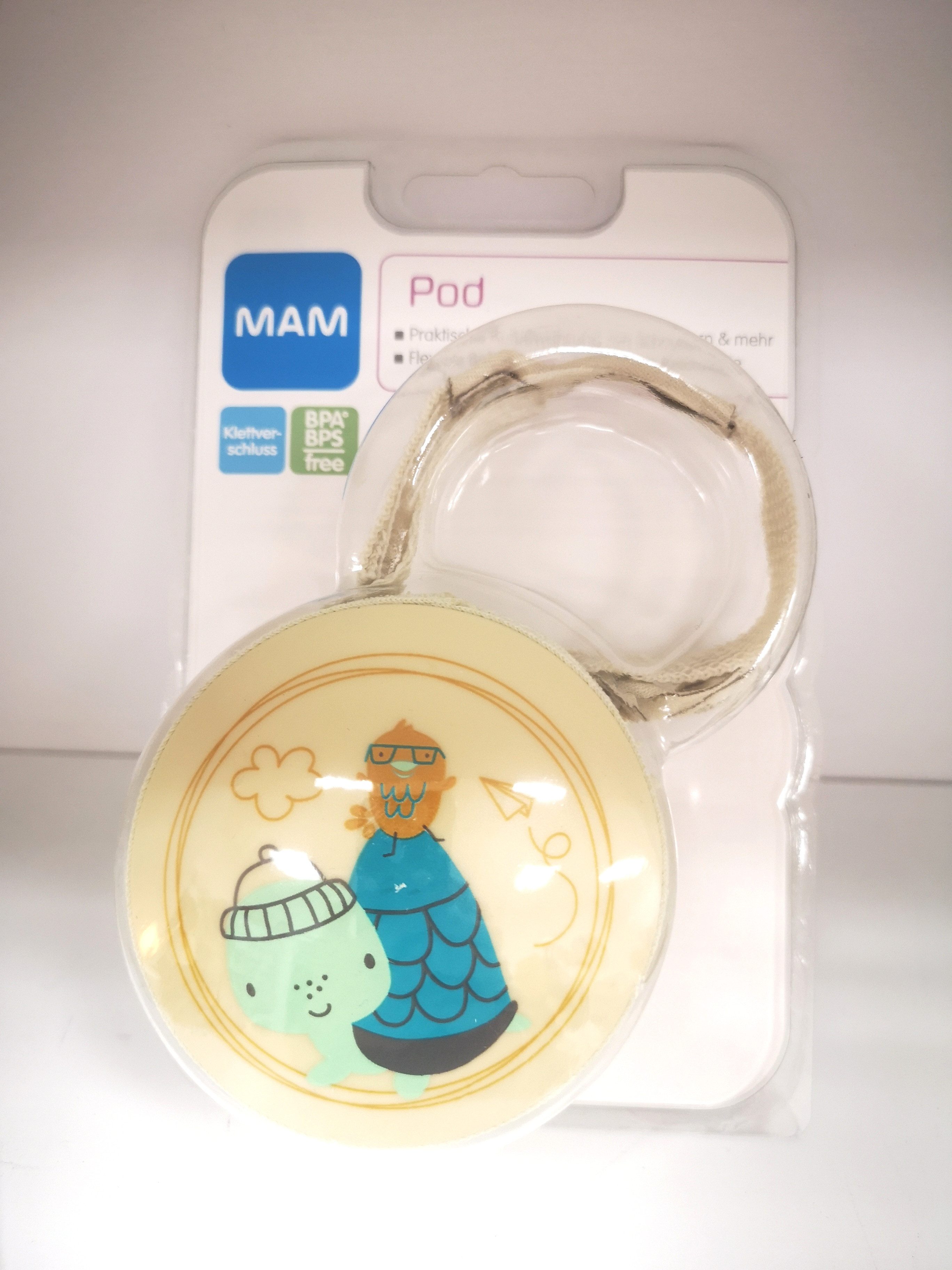 MAM Schnullerbefestigung Pod Schnullertasche, mit Klett Aufhänger