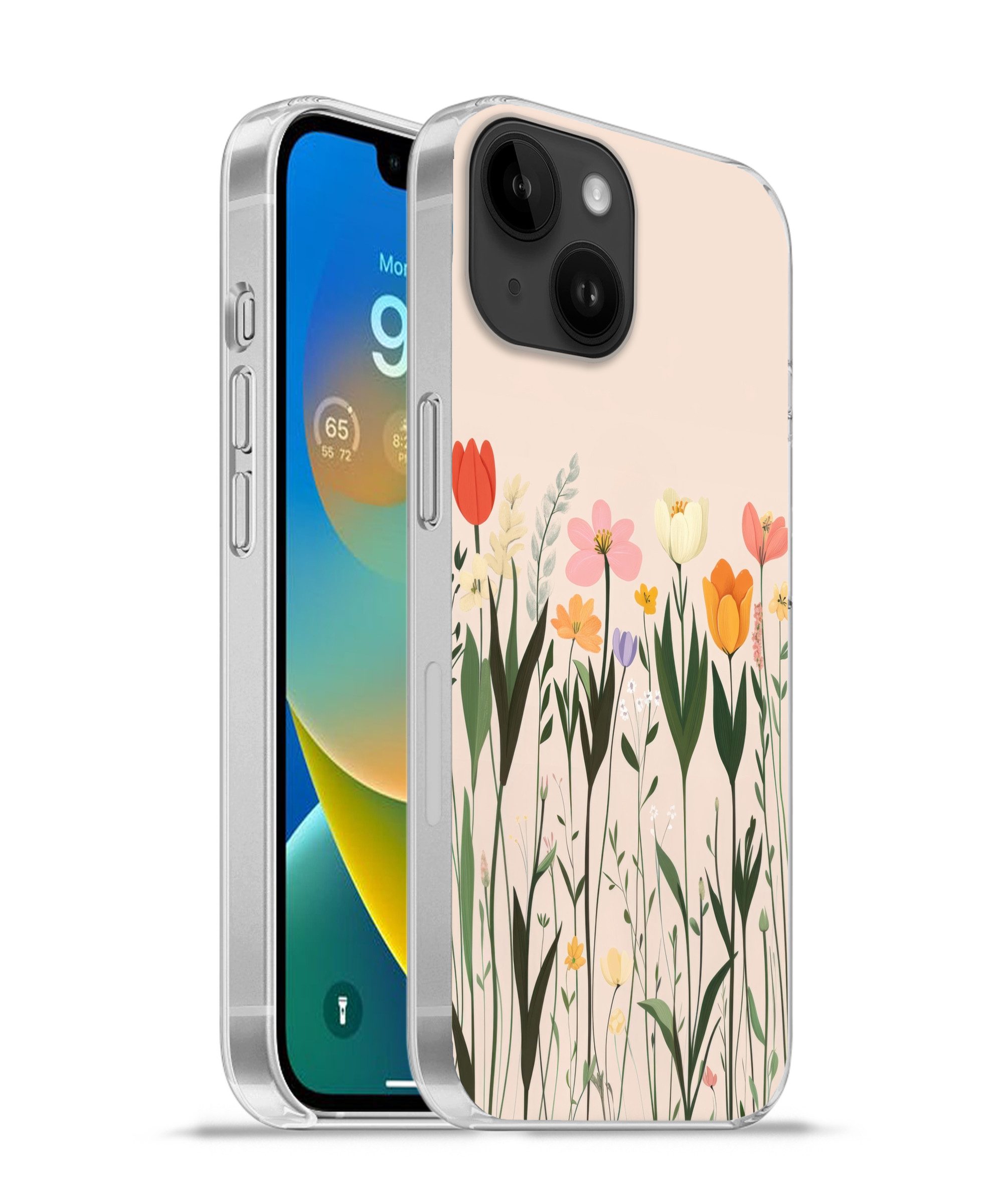 MuchoWow Handyhülle für Apple iPhone 14 Pastelltöne - Blumen - Illustration, Smartphone-Bumper, Print, Handy Schutzhülle Dünn