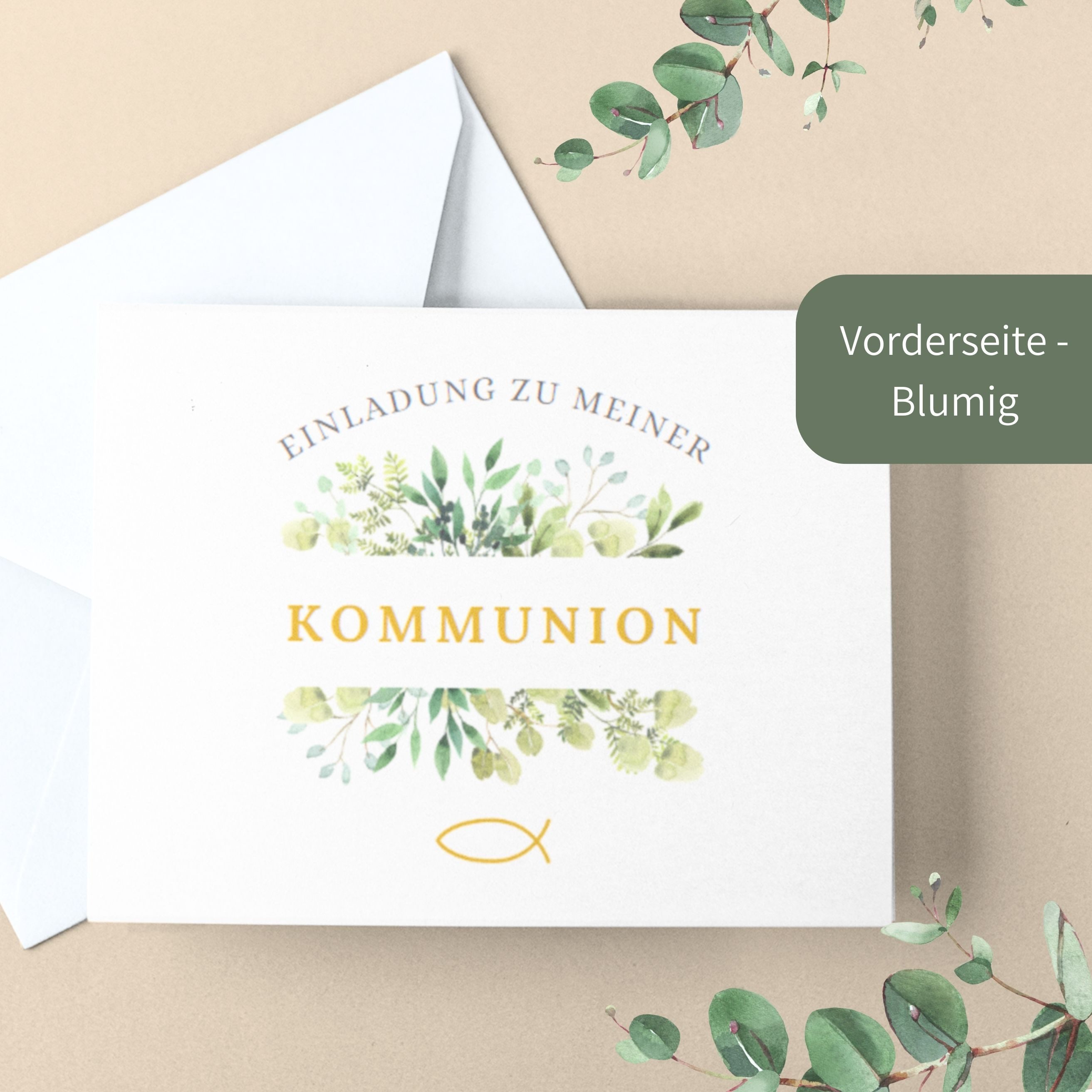 Briefzauber Einladungskarten 12x Einladungskarten Kommunion mit 12x Umschlägen & Einfüllhilfe