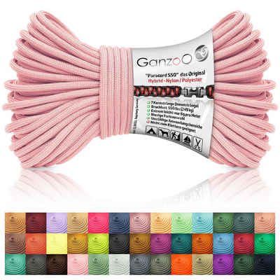 Ganzoo Paracord 550 Seil Rosa-Pink/Typ Hybrid für Armband, Leine, Halsband Seil