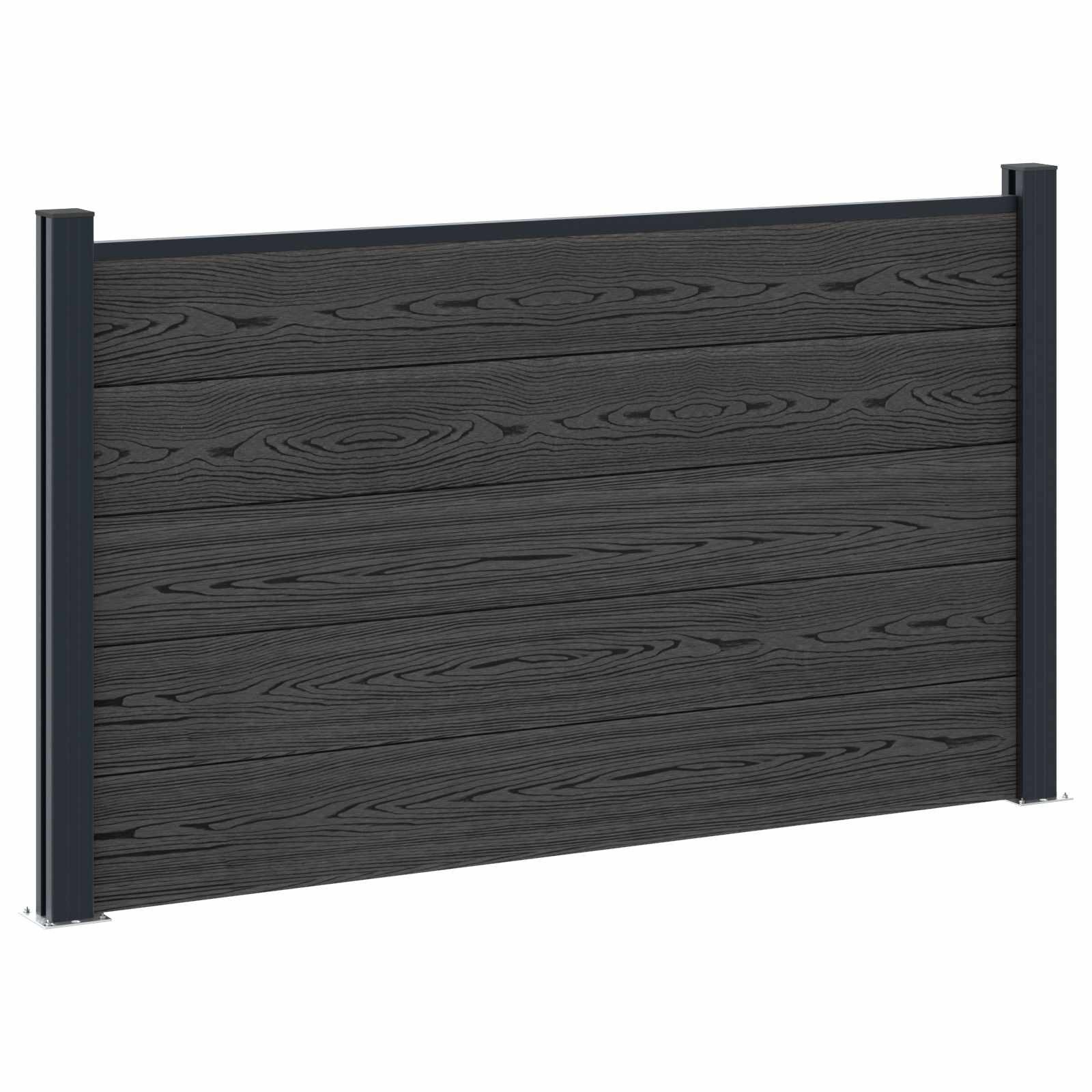 vidaXL Gartenzaun zaunset 180 x 105 cm WPC und Aluminium Schwarz, (1-St)