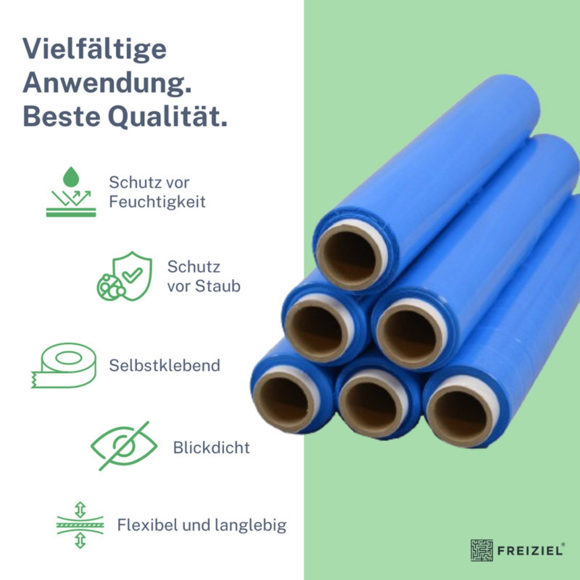 Freiziel Schutzfolie 6 x Stretchfolie 50cm 1,5kg 23my + Abroller Rot
