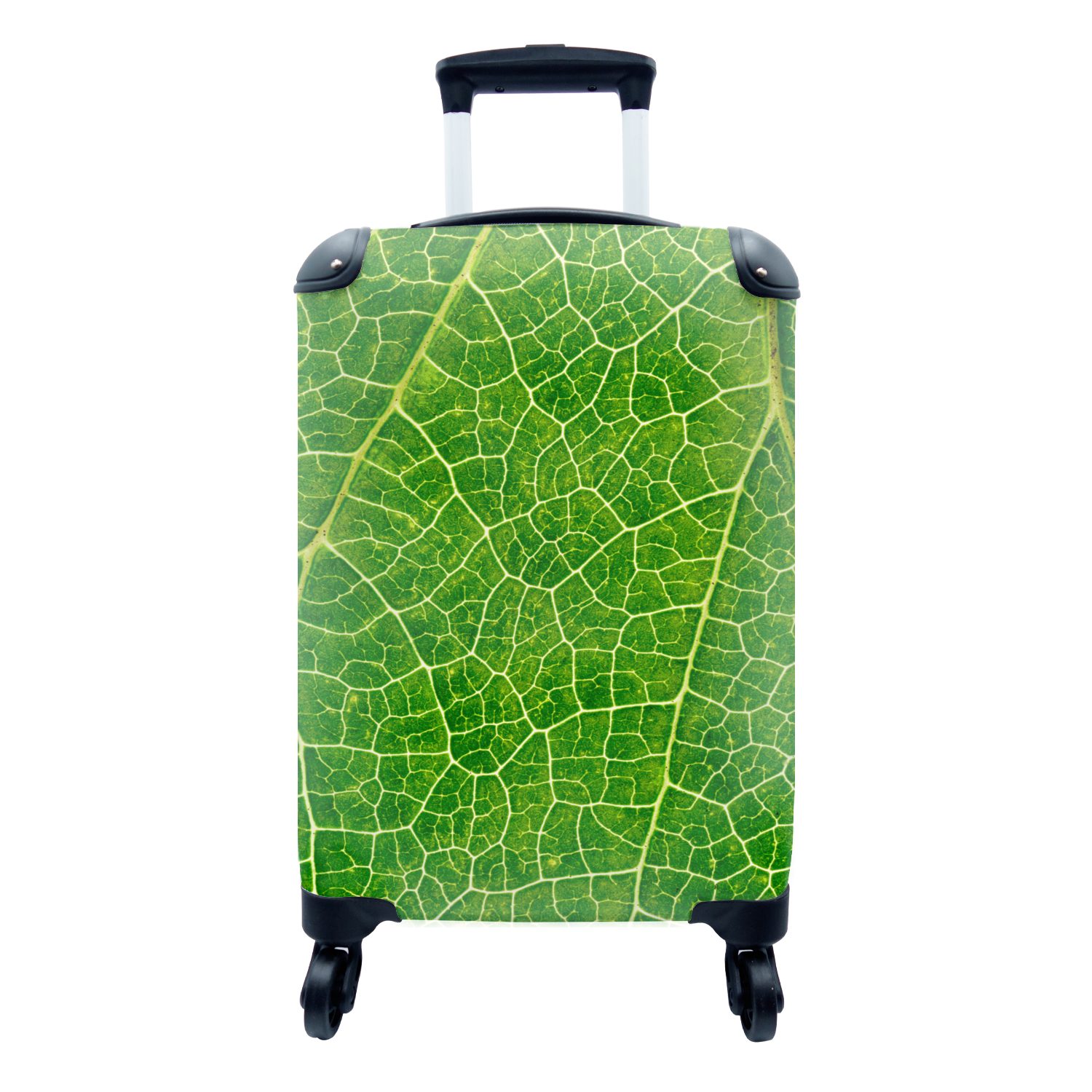 MuchoWow Handgepäckkoffer Blätter - Natur Trolley, 4 rollen, Ferien, für Handgepäck mit Reisetasche Reisekoffer - Grün, Rollen