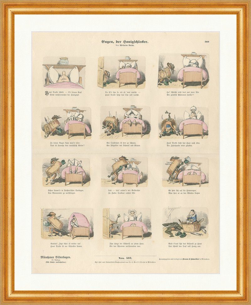 Kunstdruck Eugen der Honigschlecker Wilhelm Busch Hans Münchener Bilderbogen 562