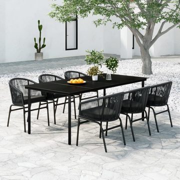 DOTMALL Garten-Essgruppe Sitzgruppe, (7-tlg), 6 Stühle, Tisch 200 x 100 cm, Polyrattan