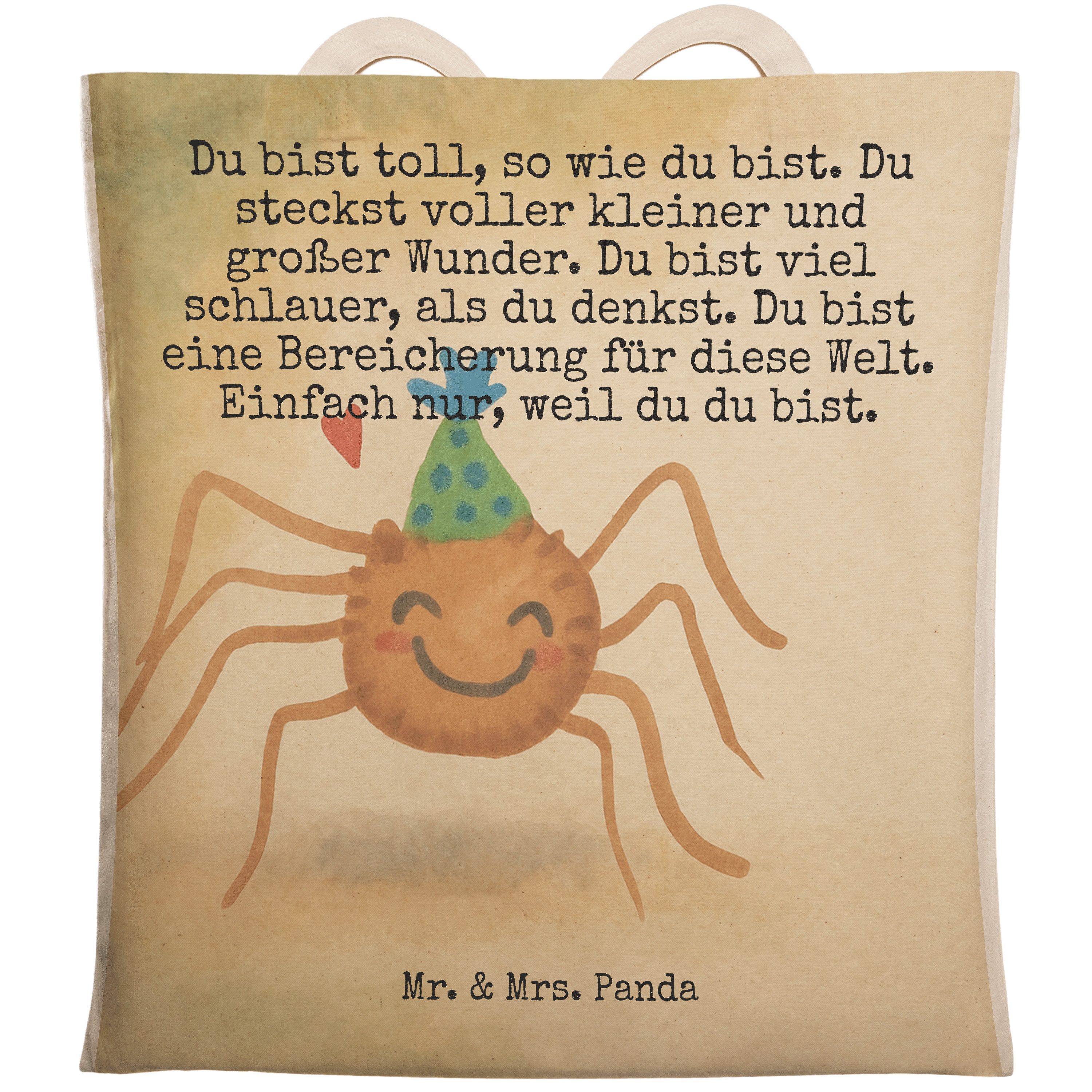 Tragetasche Spinne Agathe Party Design, Beutel Tasche, Weiß, Stoffbeutel, Trageta