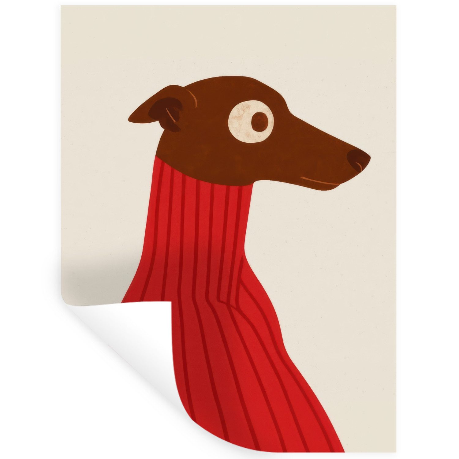 MuchoWow Wandsticker Silhouette - Hund - Пуловери - Rot (1 St), Wandtattoo, Selbstklebend, Wohnzimmer, 60x80 cm