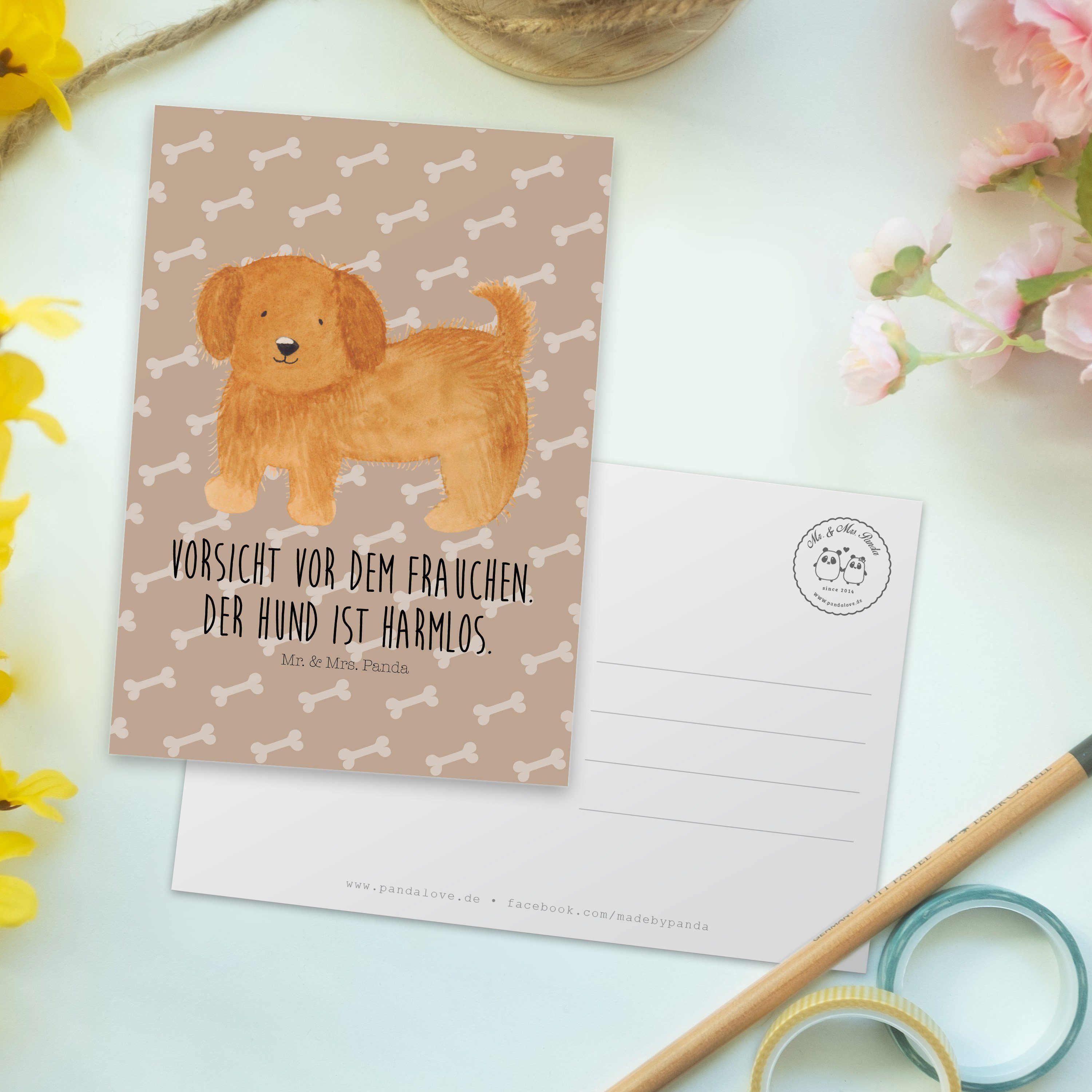 Einladungskarte, Postkarte Mrs. Mr. Hundeglück Geschenk, Geburtstagsk Panda flauschig Hund - - &