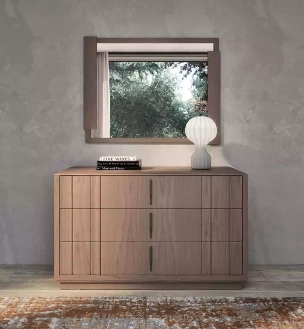 JVmoebel Kommode Schlafzimmer Holz Kommode Spiegel Modern Möbel 2tlg. Neu Luxus, Made in Italy
