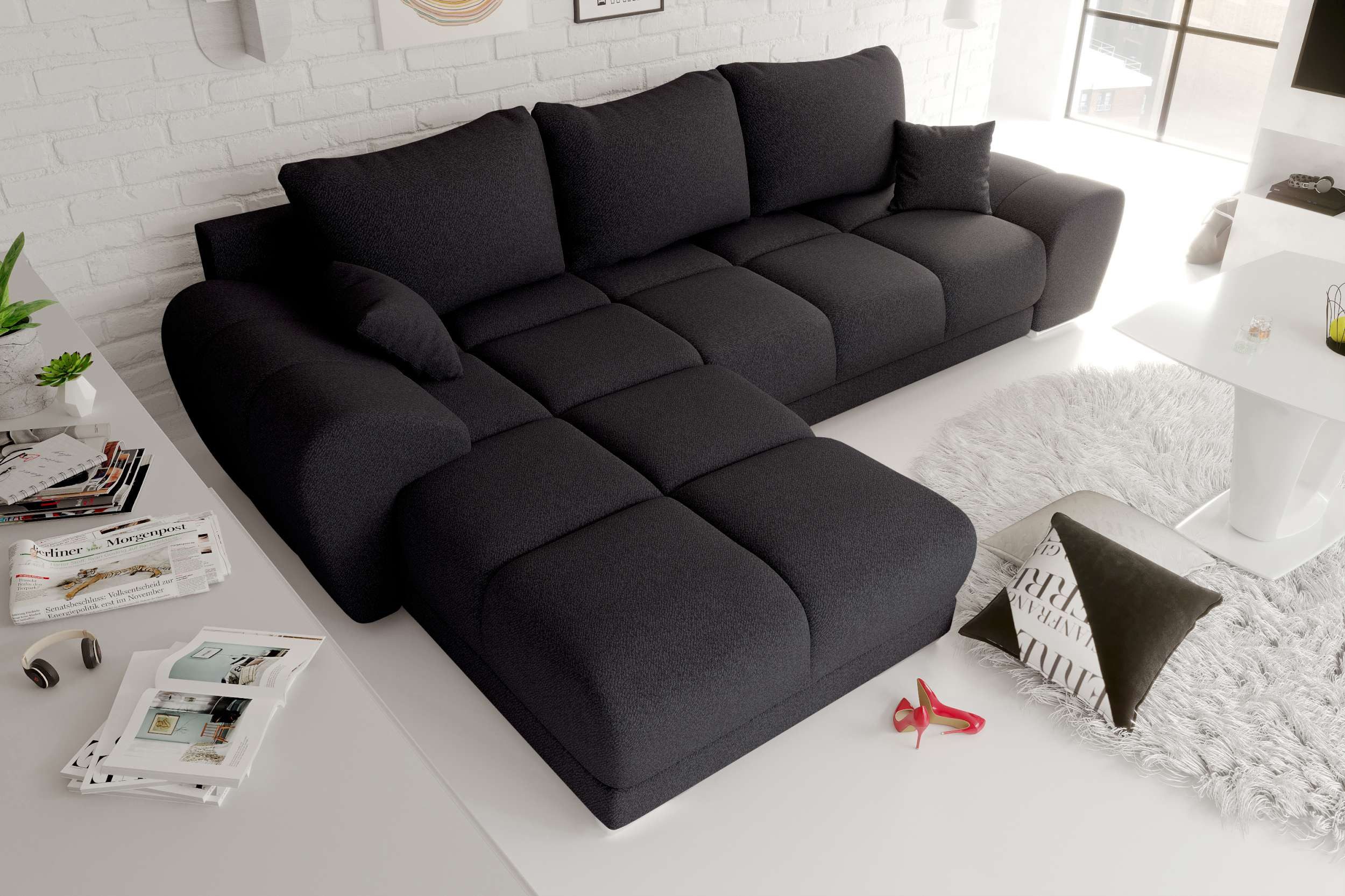 99rooms Ecksofa Antalya, Sofa L-Form, Eckcouch, mit abnehmbaren Kissen, Sch günstig online kaufen