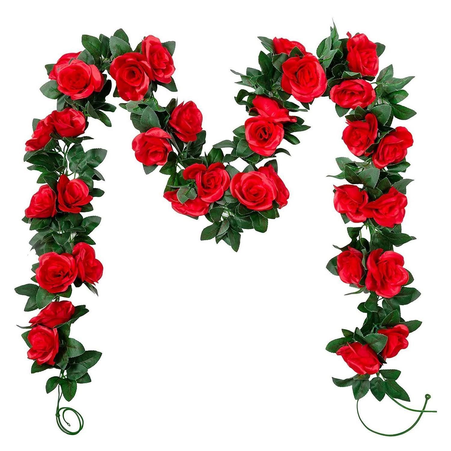 Kunstgirlande Girlande Künstliche Rosen 2er Set Rot, LuxusKollektion, Höhe 10 cm