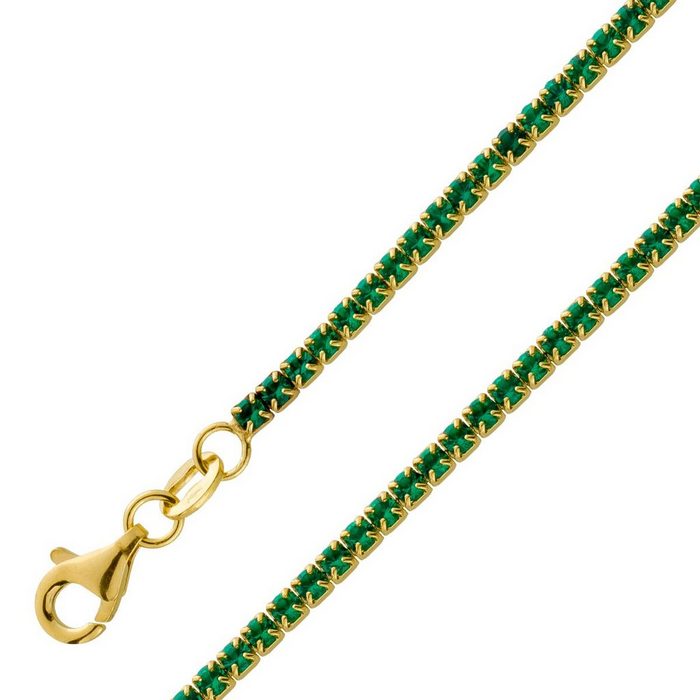 Ch.Abramowicz Armband Tennis Armband Silber 925 vergoldet grüne Zirkonia Edelstein Look 18 (1-tlg)