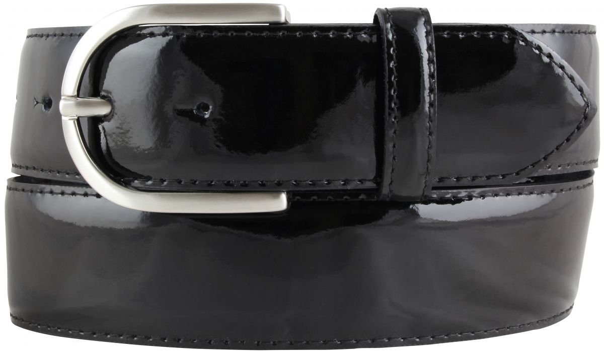 Brazil Lederwaren Ledergürtel Lack-Gürtel aus Leder 4 cm - Glänzender Damengürtel 40mm - Eleganter Gürtel für Damen - Runde Gürtelschnalle (1-St)