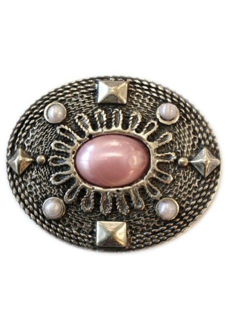 Rettungsring Gürtel Gürtelschnalle Wechselschnalle »Oval Mit Rosa Stein«