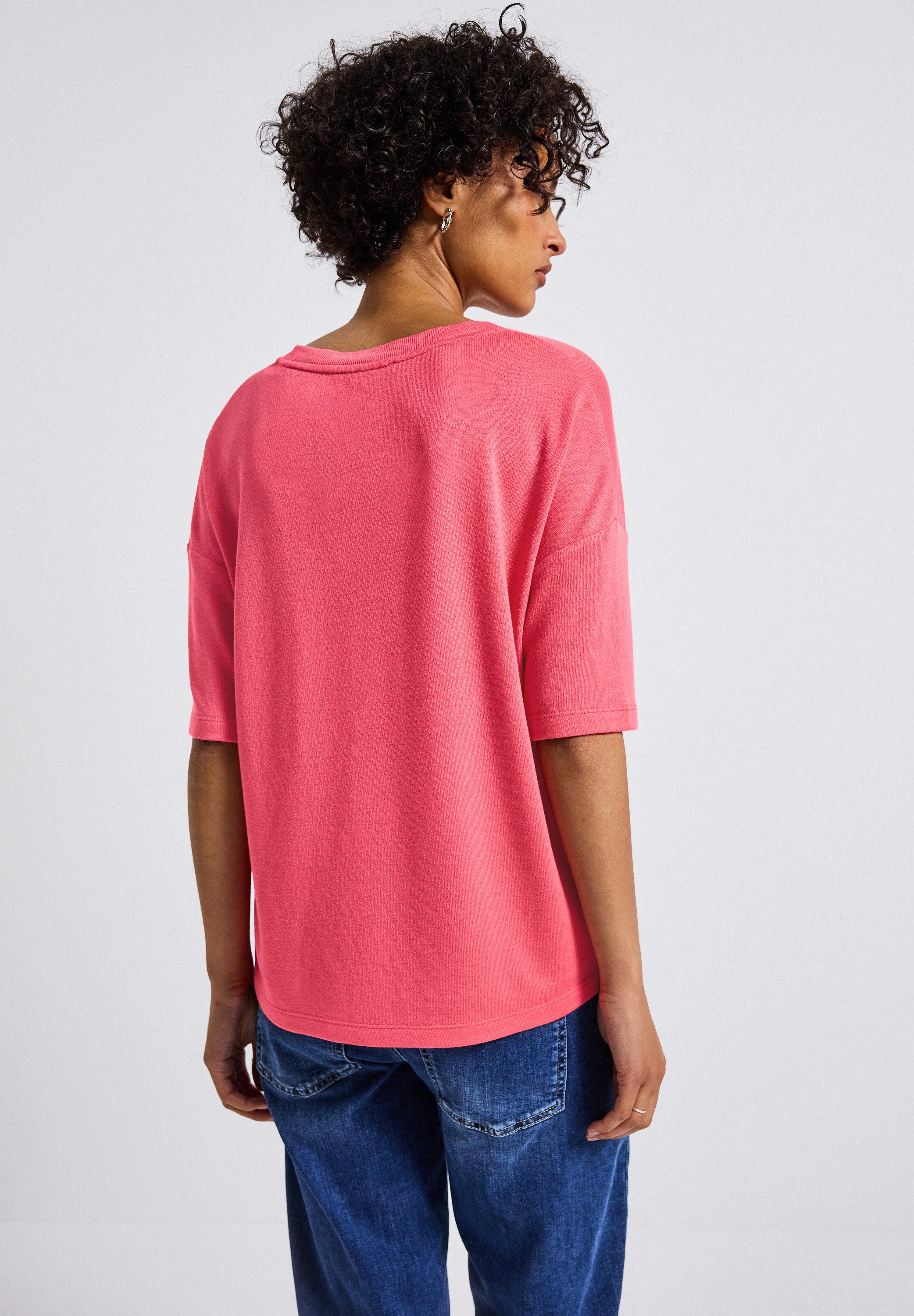 STREET ONE T-Shirt mit V-Ausschnitt und im Strick-Look günstig online kaufen