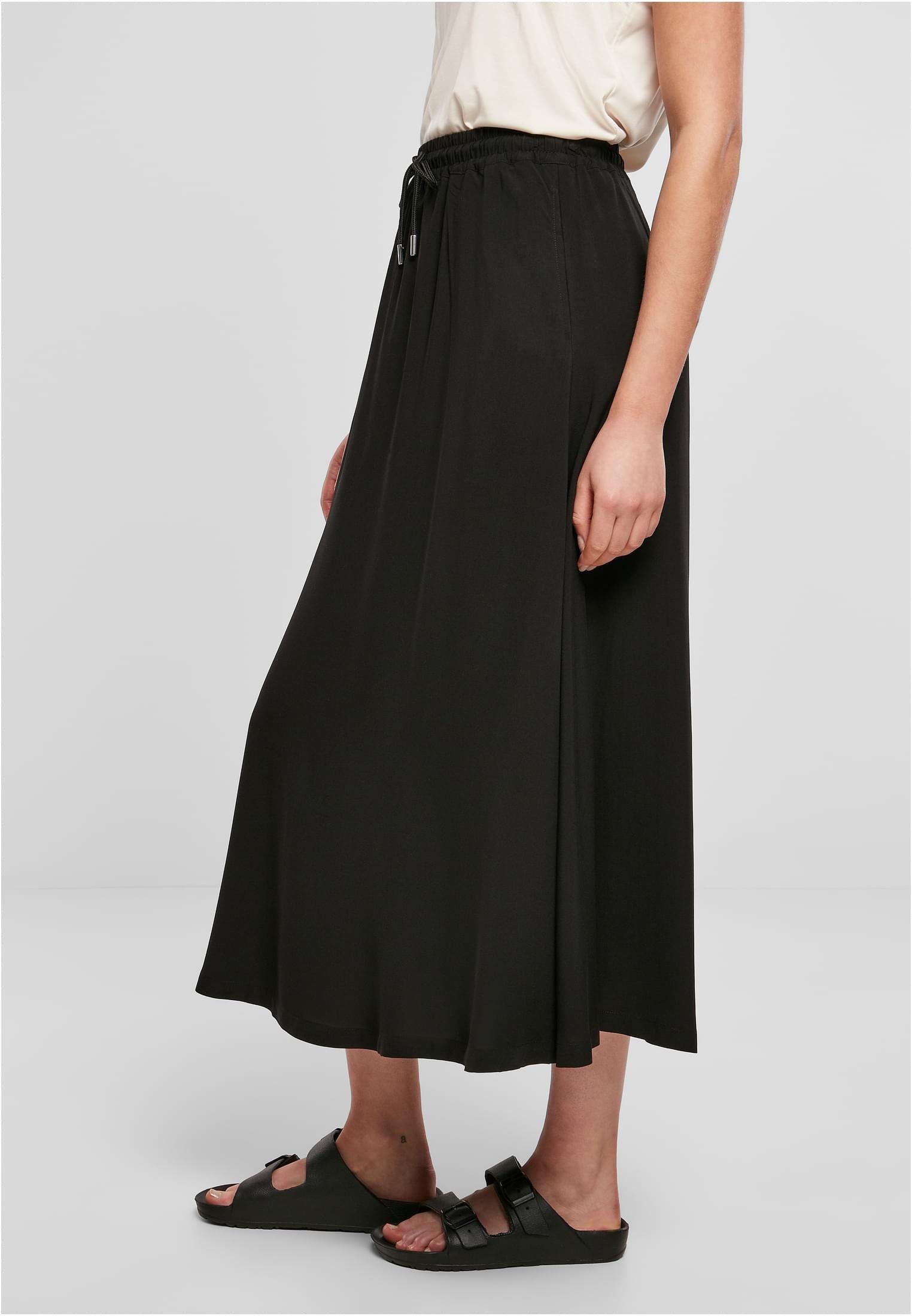 URBAN CLASSICS Jerseyrock Ladies Viscose black Damen Midi Skirt (1-tlg)
