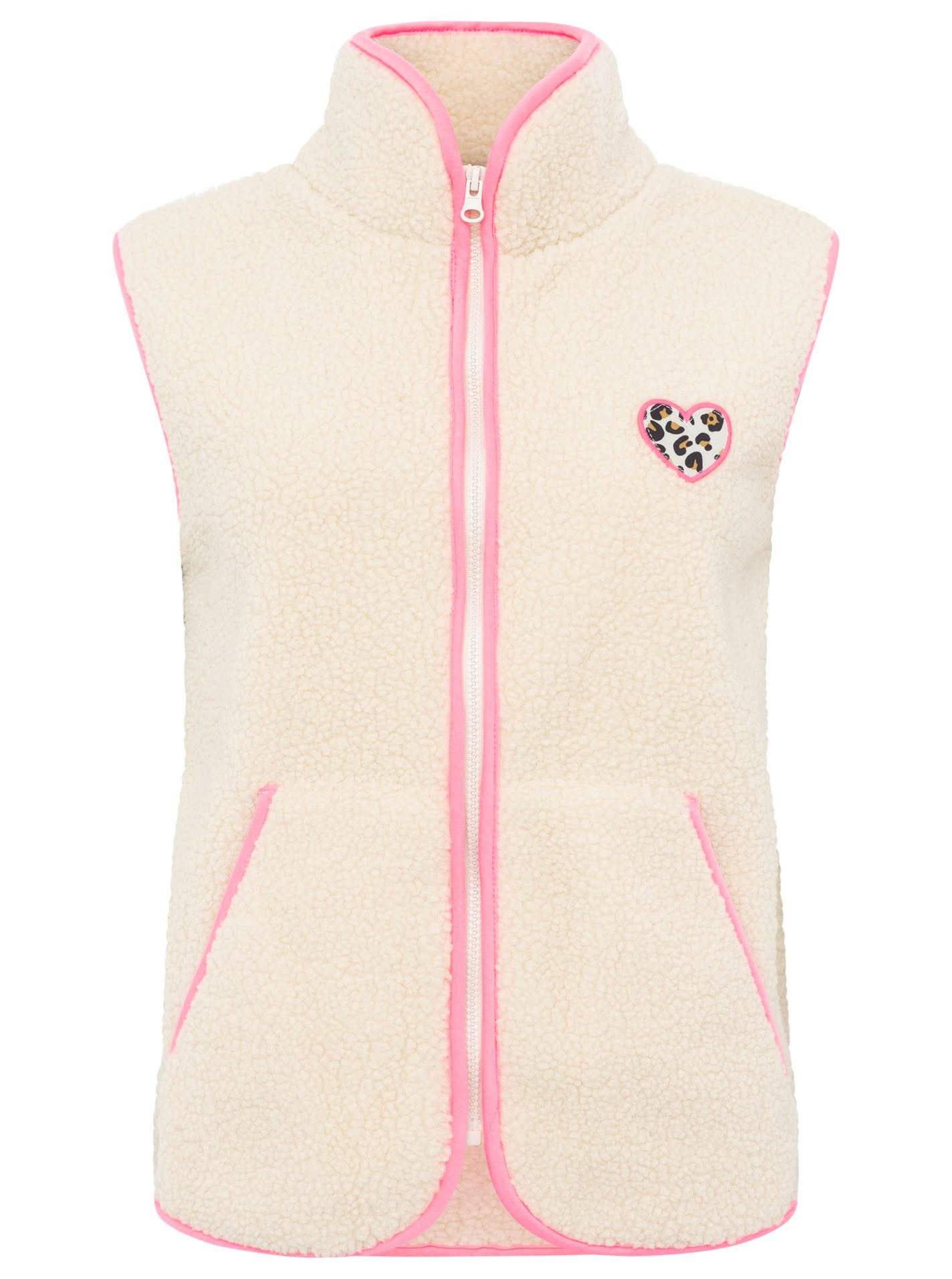 Zwillingsherz Fleeceweste "Leo Herzpatch" kuschelig weich, mit Eingriffstaschen, Stehkragen, Reißverschluss