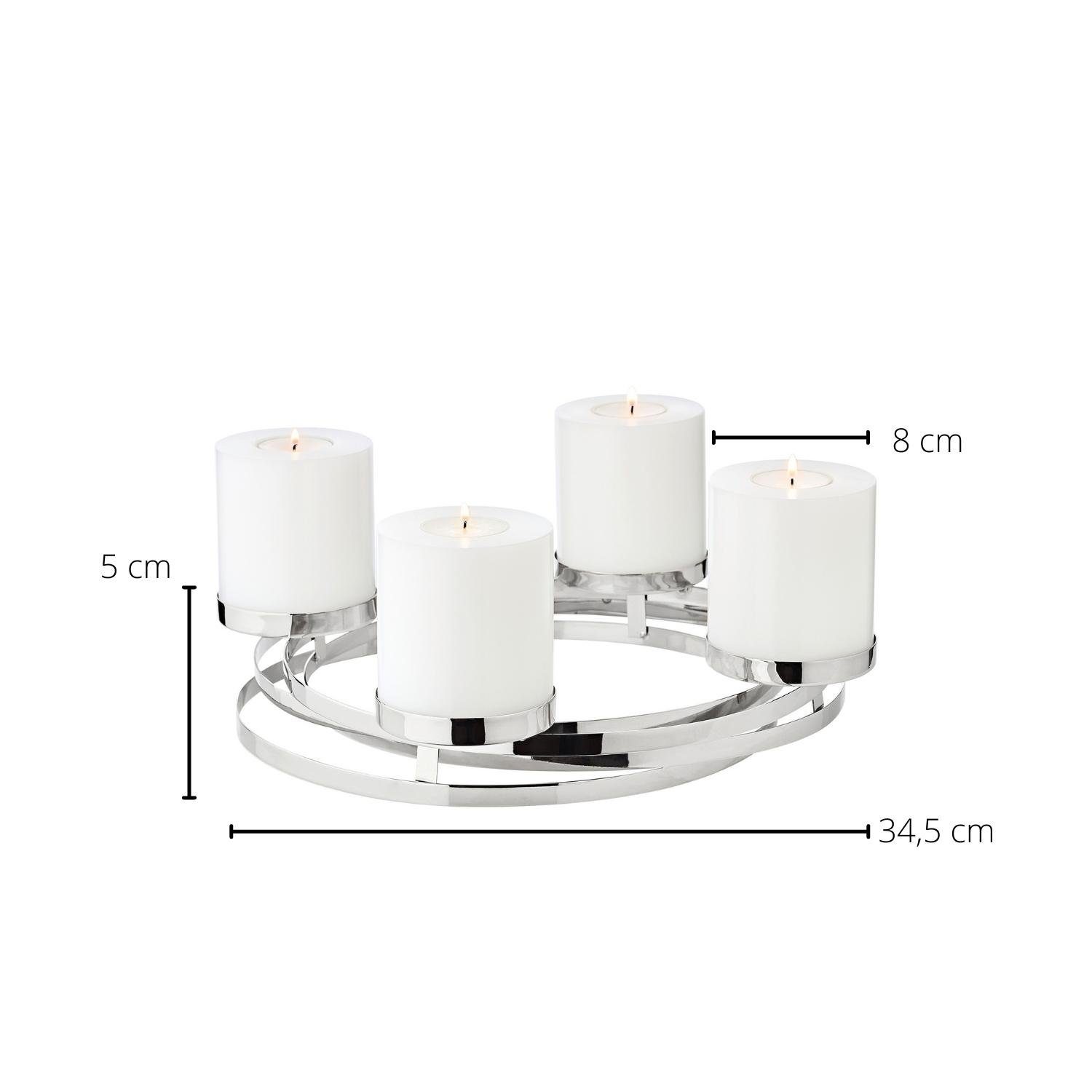 EDZARD Adventskranz Annabel, Silber-Optik, glänzend, vernickelt, Ø 34 cm