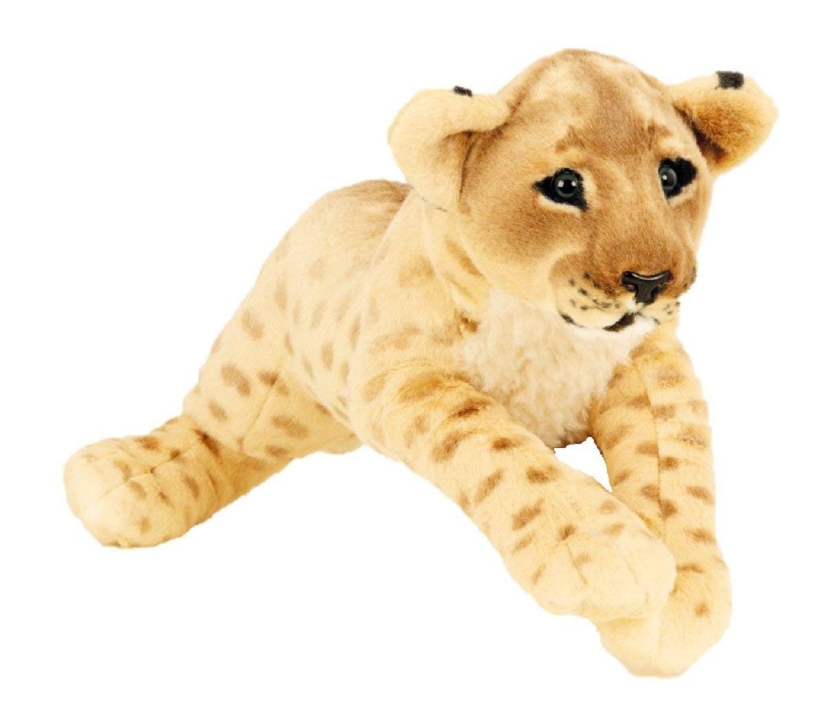 Geschenkestadl Kuscheltier Plüschtier Löwenbaby – 60 cm Löwenjunges, naturgetreu, weich Wildlife (1-St), Formstabiler Kopf weicher Körper braun gefleckte Felloptik
