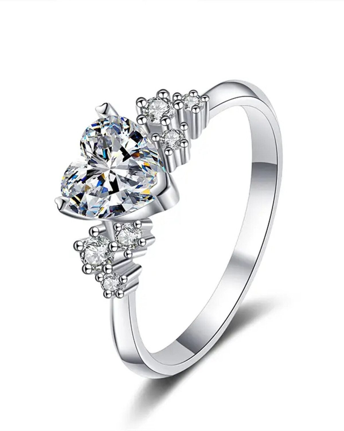 Staufergold Fingerring Ring „Amora Heart“ (Herz-Solitär) Silber Gr 6, hypoallergen und wasserfest