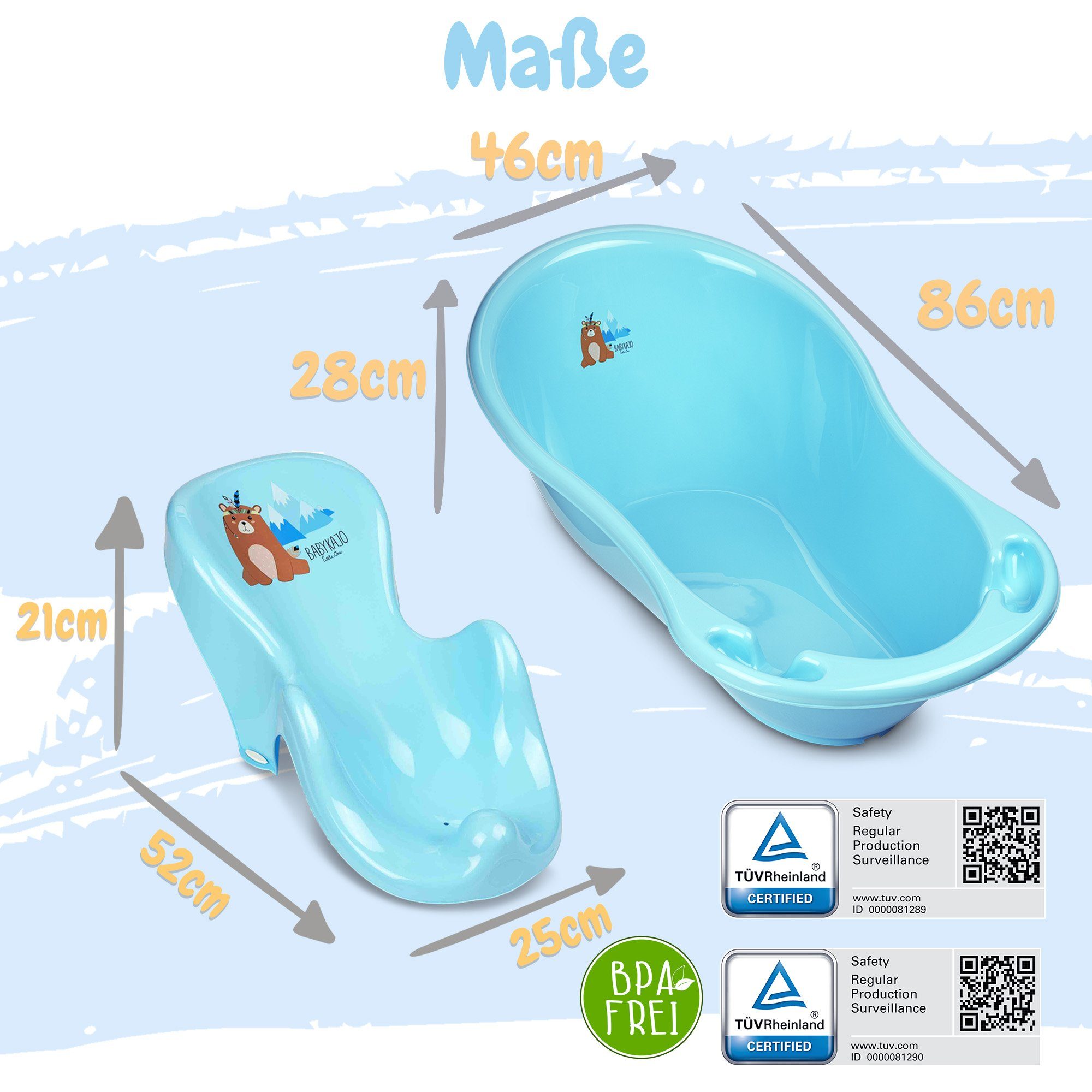 Thumbnail - Babykajo Babybadewanne, (Teile, 7-tlg), Baby Badewanne mit Gestell + Badesitz + Töpfchen + Hocker + WC Trainer