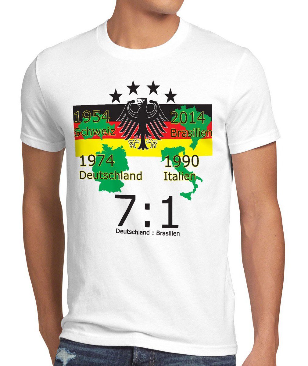 style3 Print-Shirt Herren T-Shirt 4 Stern WM 2014 Deutschland Brasilien  Fußball Sport em frankreich