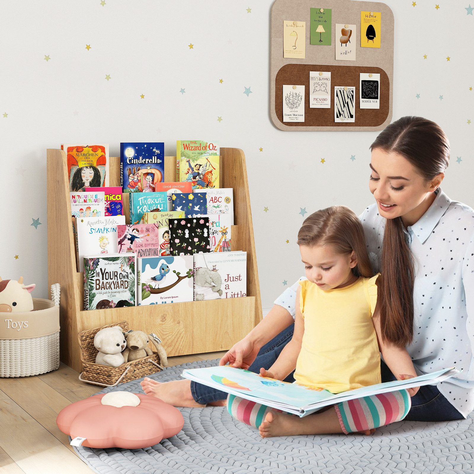 KOMFOTTEU Bücherregal, Hängefächerregal Kinderregal mit 4 Ablagefächern günstig online kaufen