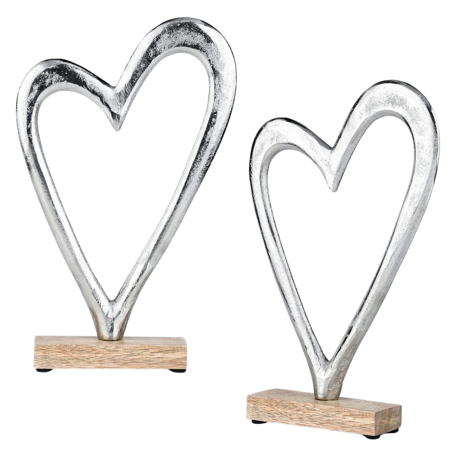 Marrakesch Orient & Mediterran Interior Dekoobjekt 2er-Set Dekofiguren Amour -12- Modern-Stil, Holz, Braun-Silber 23 cm (2 St)