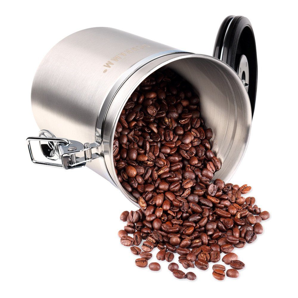 Kaffeedose 10 Kaffeedosen mit Farben Schramm® Schramm Dosierlöffel Kaffeedose Edelstahl Kaffeebehälter aus Höhe: 15cm in ml 1500 silber
