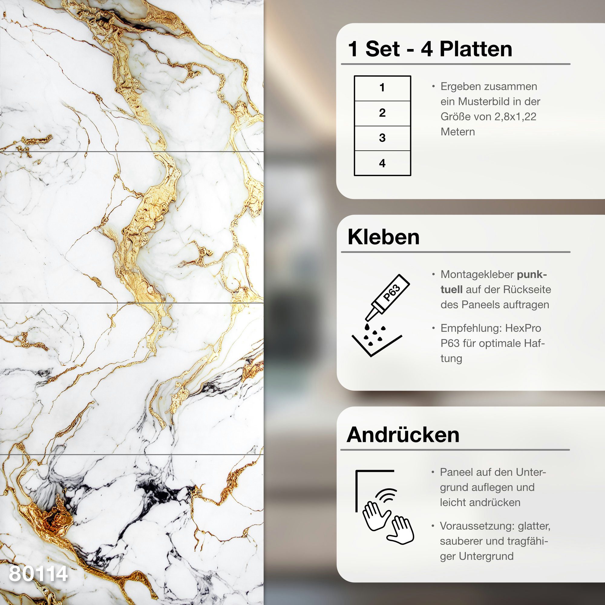 Hexim Wandpaneel, (Marmoroptik 4er-Set 122×70cm SPC Kunststoff Innen & Auße günstig online kaufen